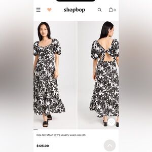 Worn 1x English Factory Black and White Floral Puff Sleeve Maxi Dress